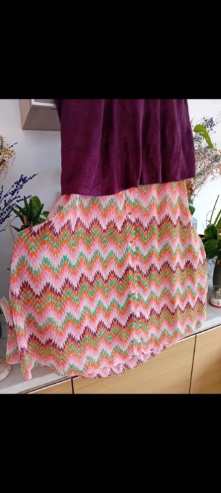 Falda larga Naf Naf verano estampado zig-zag