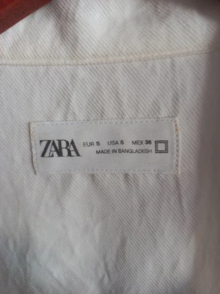 Camisa Zara Blanca Cuello Bolera Fluida