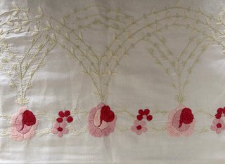 Tovaglia lino vintage anni '60 ricamata a mano