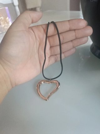 Collana cuore acciaio e cordino
