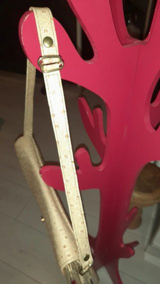 Borsa vera pelle struzzo vintage tracolla beige