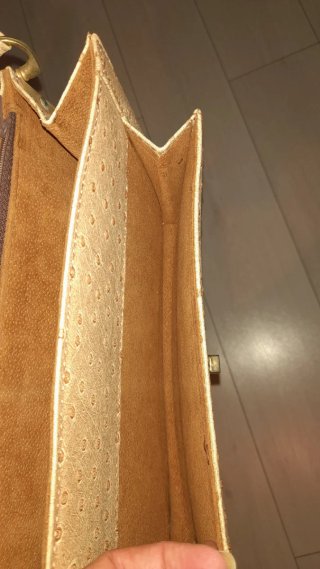 Borsa vera pelle struzzo vintage tracolla beige