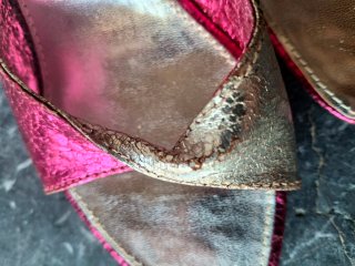 Zapatos de tacón alto, plateados y rosas, 38
