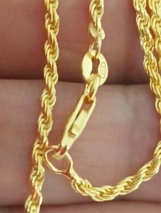 Cadena Cordón Plata Ley Chapado Oro 60cm