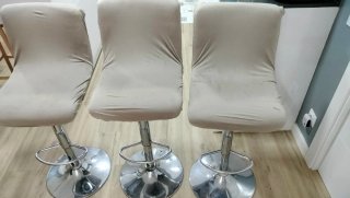3 Taburetes Altos Beige con Funda