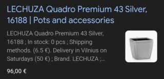 Maceta con Autorriego Quadro Premium 43 LS Gris