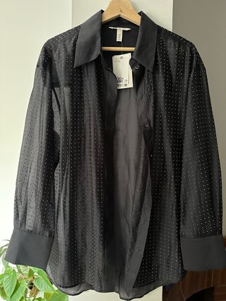 Blusa H&M Negra Transparente Talla M