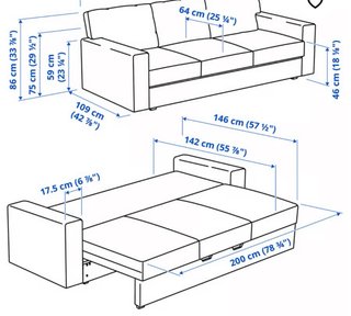 Sofá Cama IKEA BÅRSLÖV 3 Plazas