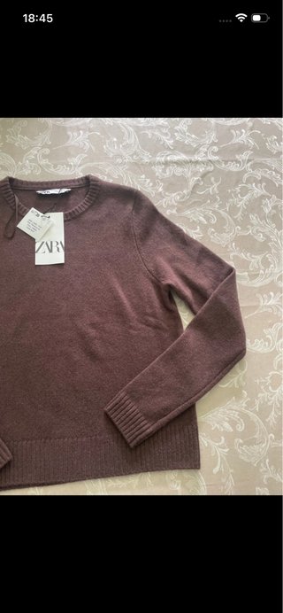 Jersey Zara 100% Lana Marrón Nuevo