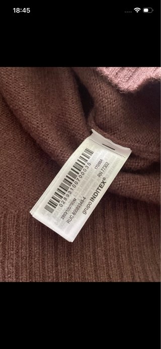 Jersey Zara 100% Lana Marrón Nuevo