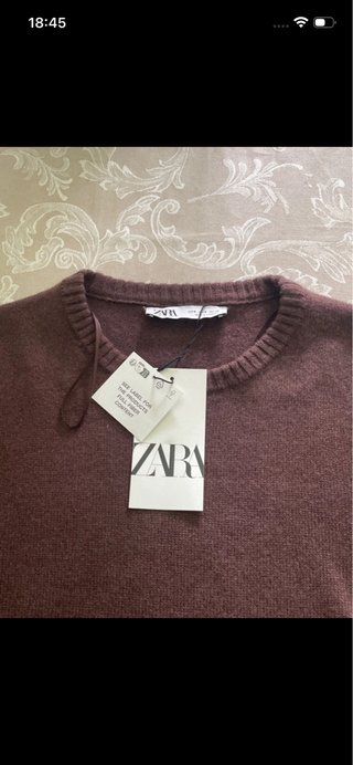 Jersey Zara 100% Lana Marrón Nuevo