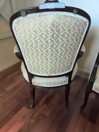 Juego de 2 Sillas Vintage Madera y Tela