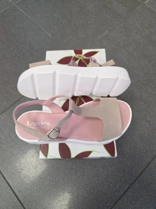 Sandalias niña beige y rosa