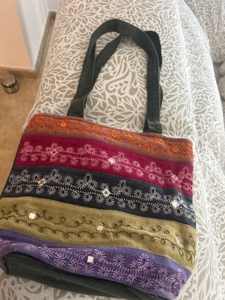 Bolso de pana multicolor