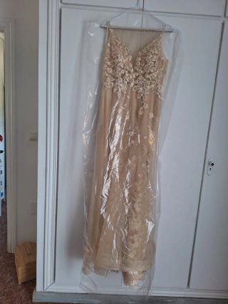 Vestido de Gala Beige/Dorado