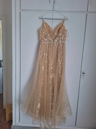 Vestido de Gala Beige/Dorado