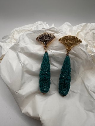 Pendientes artesanales abanico y flor