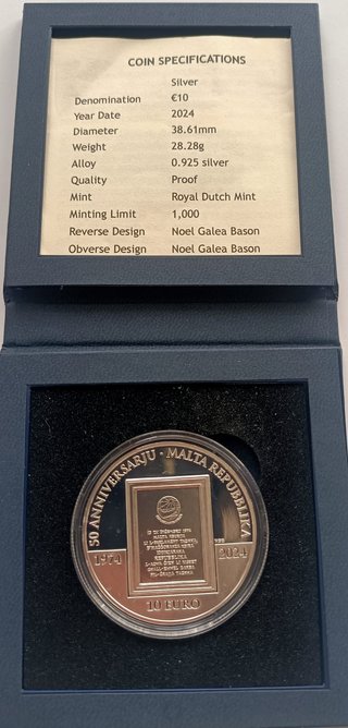 Malta 50 Aniversario República 10€ Plata 1974-2024