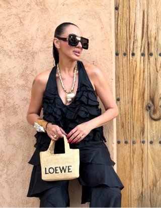 Top Zara Volantes Negro Talla M