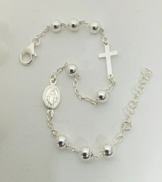 Pulsera Rosario Plata Ley 925