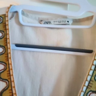Vestido Boho Bordado Zara Beige/Verde