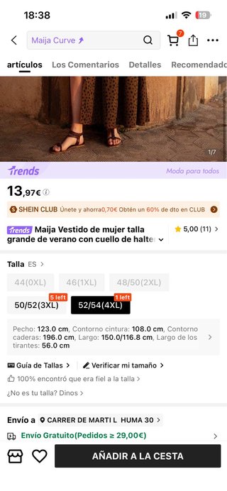 Vestido marrón estampado topos talla XXXL