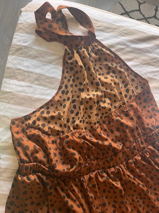 Vestido marrón estampado topos talla XXXL