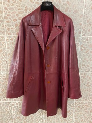 Giacca lunga in vera pelle morbida leggera vintage