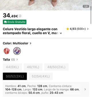 Vestido estampado flores Shein Talla XXXL