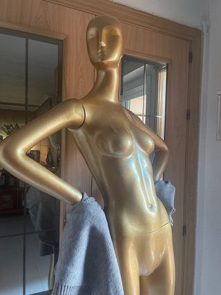 Maniquí color dorado, completo con ruedas