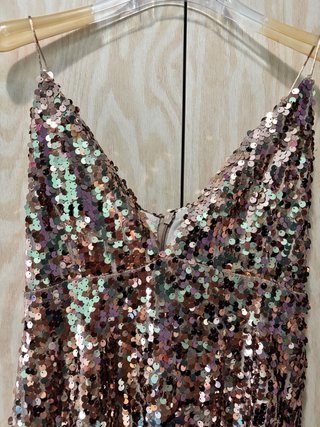 Abito corto paillettes oro/rosa taglia s