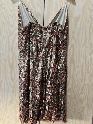 Abito corto paillettes oro/rosa taglia s