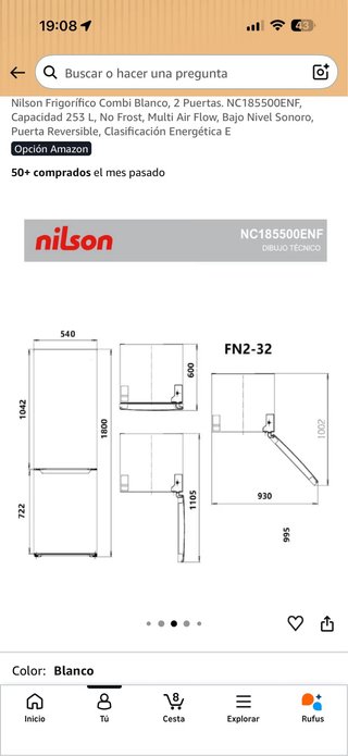 Nevera No Frost Combi Nilson 253L a reparar