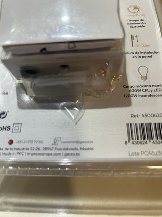 Detector Movimiento Exterior Garza PIR Nuevo