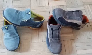 Zapatos de seguridad azules y grises