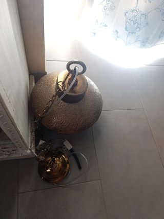 Lámpara colgante vintage metal dorada
