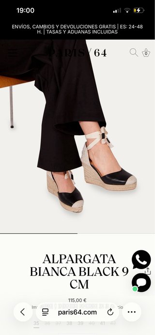 Alpargatas Paris 64 Piel Negra Beige