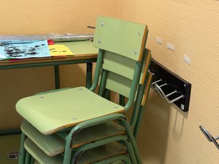 Sedie scolastiche vintage in acciaio e legno