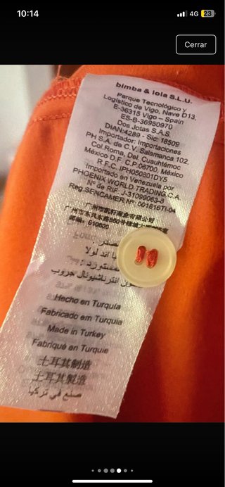 Vestido Bimba y Lola Naranja Talla S
