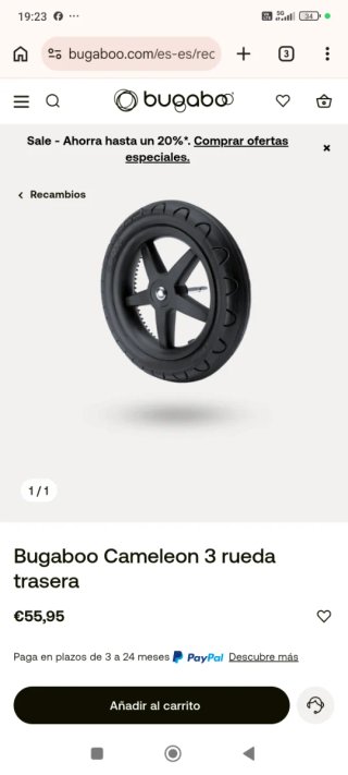 Ruedas Bugaboo Camaleón 3 Traseras Originales