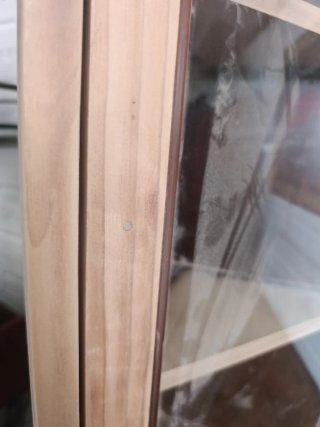 Armario esquinero madera y cristal