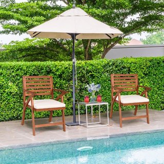 2 sillas de madera de eucalipto para jardín, Silla