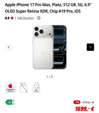 iPhone 17 Pro Max 512GB Plata