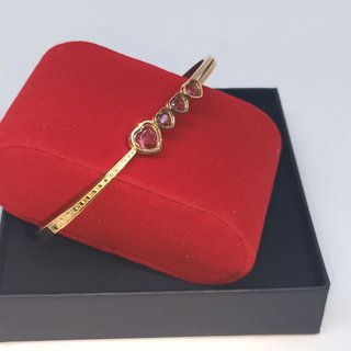 Bracciale placcato oro cuori rosa scuro