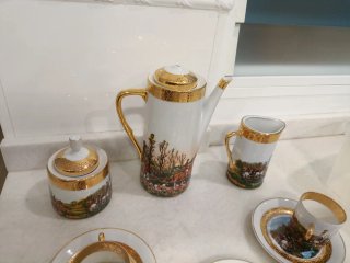 Juego de té porcelana dorado Limoges
