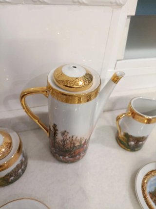Juego de té porcelana dorado Limoges