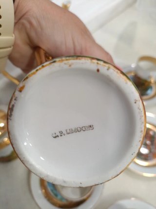 Juego de té porcelana dorado Limoges