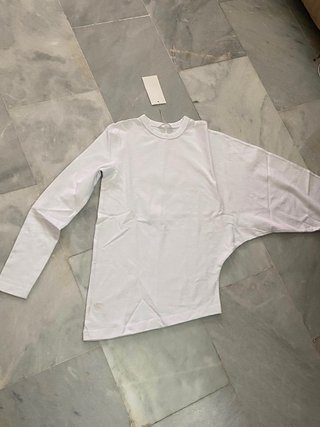 Camiseta Zara M Algodón Asimétrica Blanca