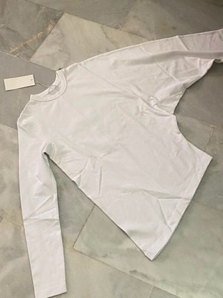 Camiseta Zara M Algodón Asimétrica Blanca