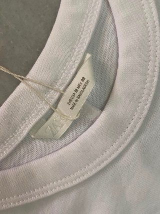 Camiseta Zara M Algodón Asimétrica Blanca